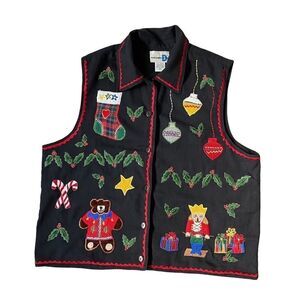 Paul Harris Design VTG Ugly Christmas Vest V Neck Sweater SZ M